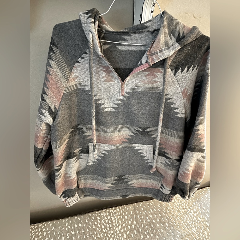 Gray and Pink Western Aztec   Women's Hoodie